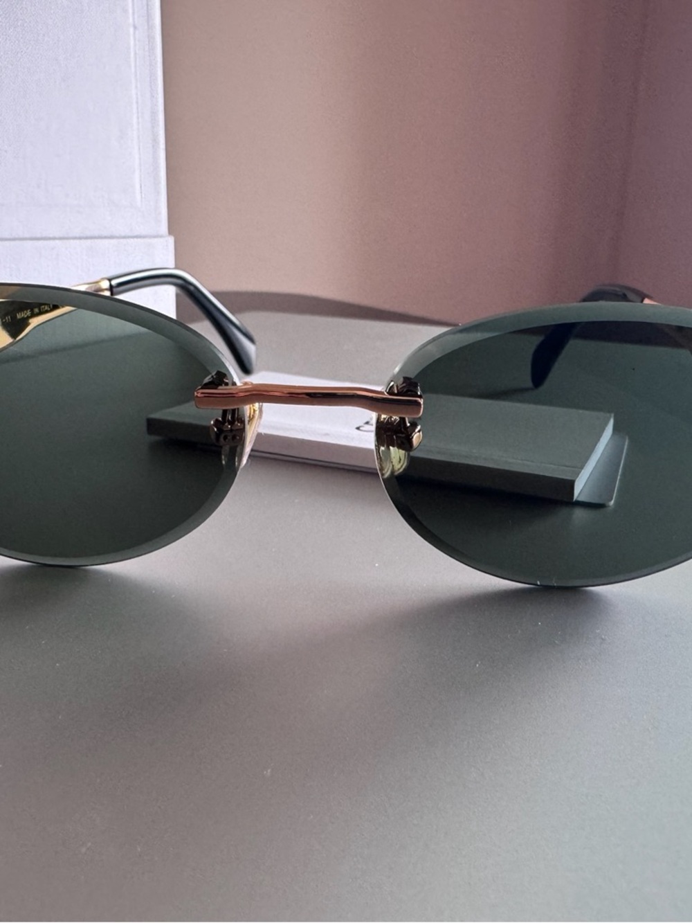 Celine Oval Sunglasses in Dark Green and Gold - Picture 5 of 14